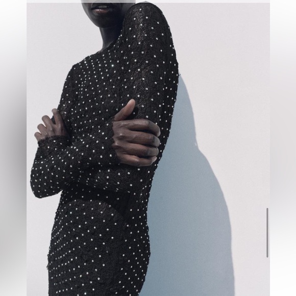 Zara Tops - Zara Rhinestone Lace Top Size Small NWT